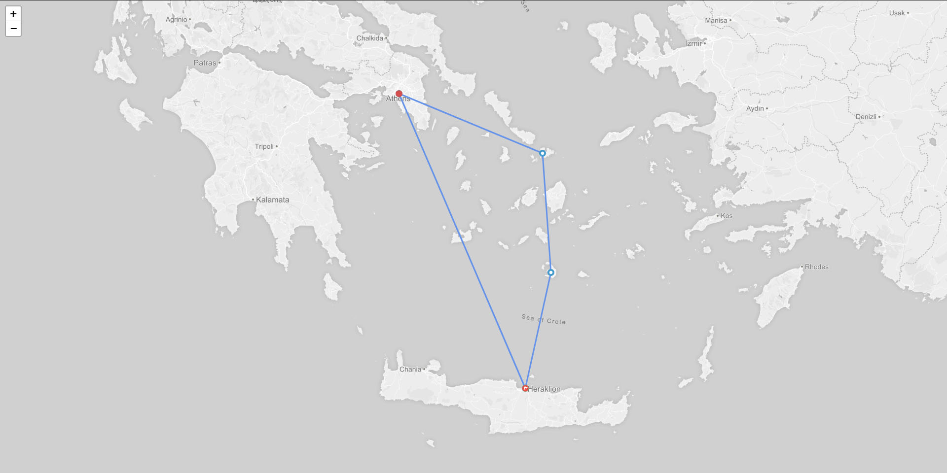 Crete / Santorini / Mykonos / Athens / Crete 